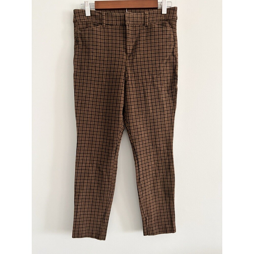 Old Navy Pants Womens 6 Brown Houndstooth High Rise Pixie Ankle Skinny Stretch